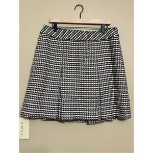 Talbots Women’s Tan Black Ivory ALine Lined Houndstooth Wool Skirt Petite 14
